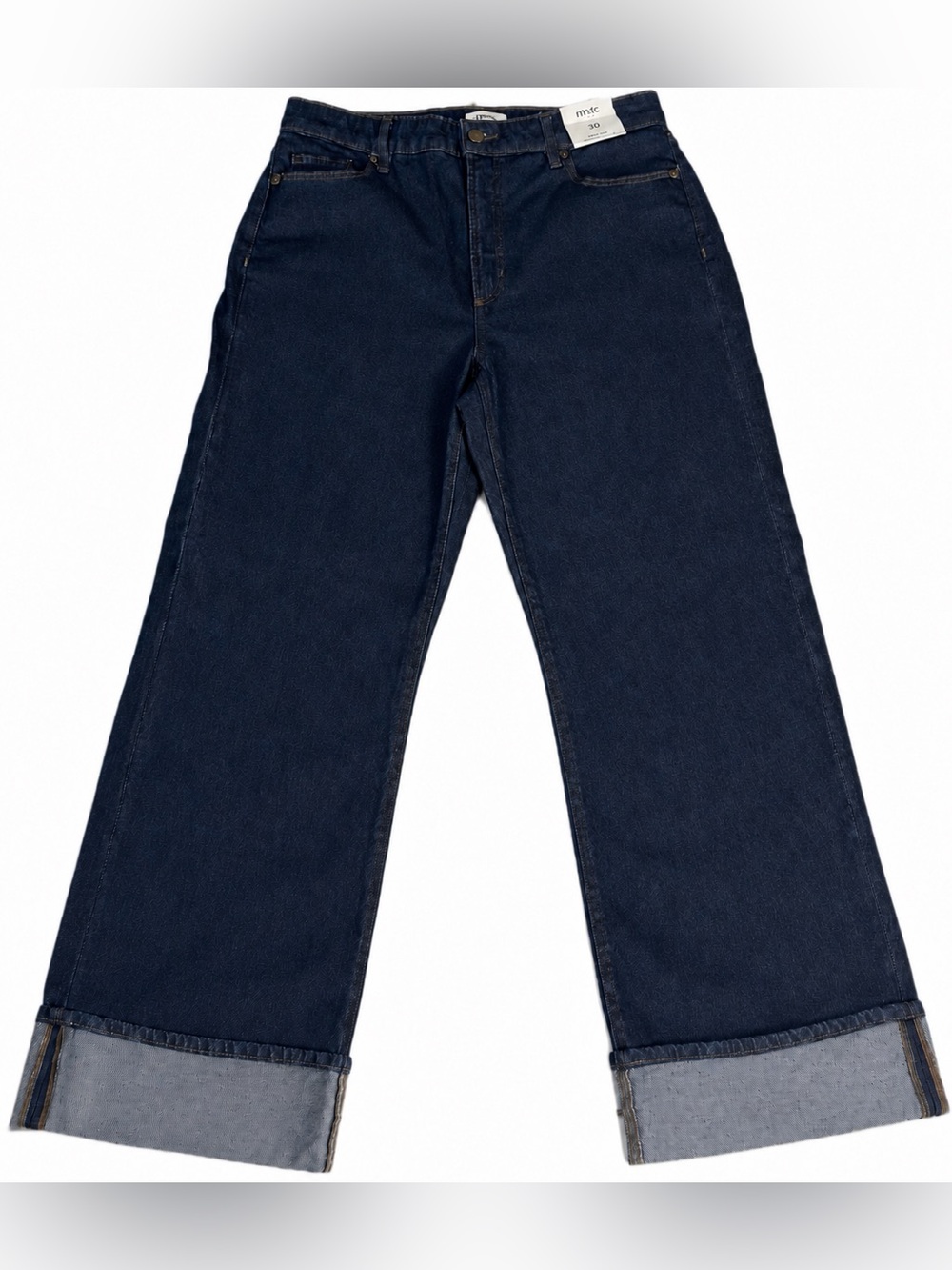 Rivete Women’s Wide-Leg High-Rise Curvy Tall Jeans Dark Blue Wash Size 30T NWT